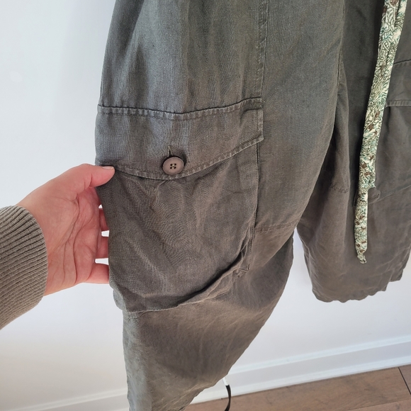 copy size M - Linen, army Green, safari style jumper with awesome pockets. - Picture 8 of 12